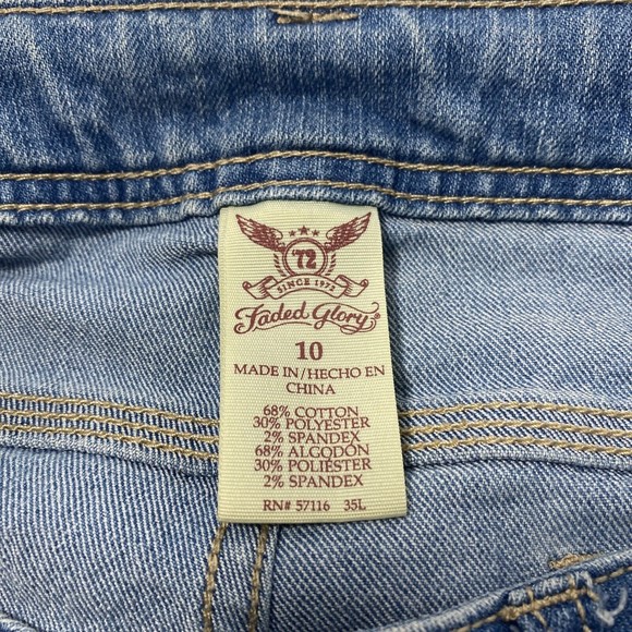 Faded Glory Womens Denim Jean Cotton Shorts Size 10 Blue Mid Rise Free Shipping - Picture 3 of 8